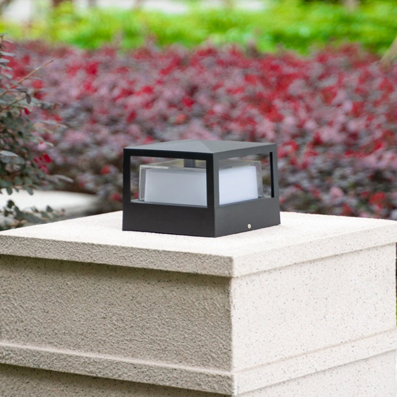 Contemporary Industrial Aluminum PC Square Waterproof LED Outdoor Post Light For Garden