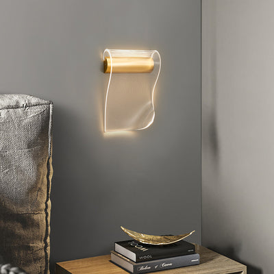 Contemporary Creative Corrugated Acrylic Shade Hardware LED Wall Sconce Lamp For Living Room