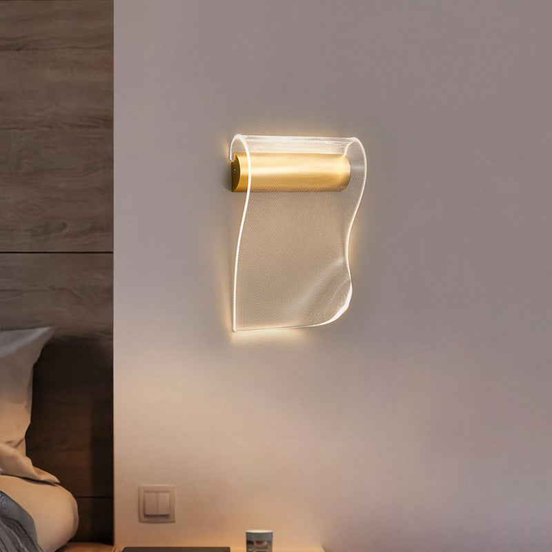 Contemporary Creative Corrugated Acrylic Shade Hardware LED Wall Sconce Lamp For Living Room