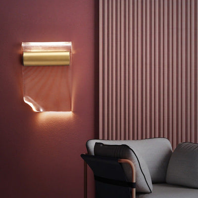 Contemporary Creative Corrugated Acrylic Shade Hardware LED Wall Sconce Lamp For Living Room