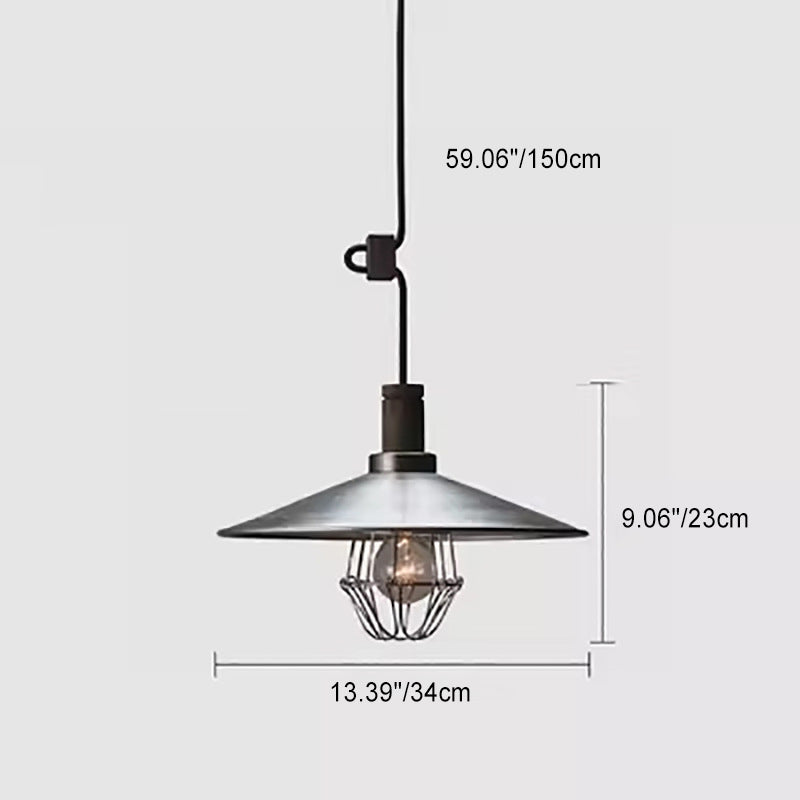 Contemporary Nordic Iron Frame Conical Solid Wood 1-Light Pendant Light For Living Room