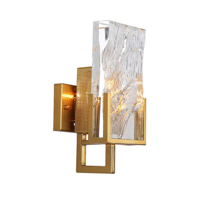 Contemporary Retro Metal Crystal Rectangular Shade 1-Light Wall Sconce Lamp For Living Room