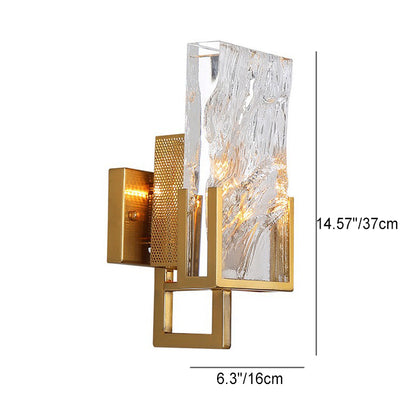 Contemporary Retro Metal Crystal Rectangular Shade 1-Light Wall Sconce Lamp For Living Room