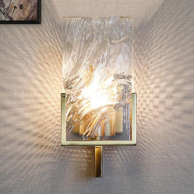 Contemporary Retro Metal Crystal Rectangular Shade 1-Light Wall Sconce Lamp For Living Room