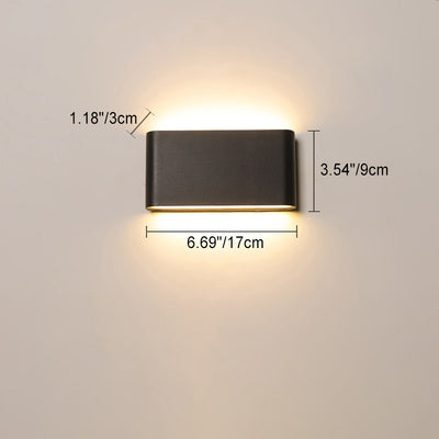 Lámpara de aplique de pared LED de aluminio y PC curva rectangular impermeable creativa contemporánea para patio exterior 