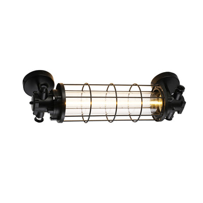 Contemporary Industrial Cylinder Hardware Glass 1-Light Semi-Flush Mount Ceiling Light For Living Room