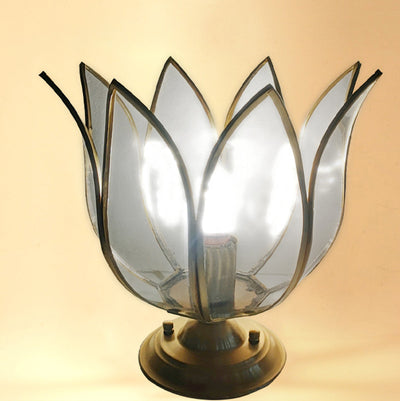 Contemporary Creative Lotus Glass Shade Copper Base 1-Light Outdoor Post Light For Garden