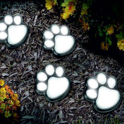 Contemporary Creative Animal Dog Paw Print LED Solar Outdoor Lawn Landscape Light For Garden