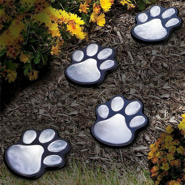 Contemporary Creative Animal Dog Paw Print LED Solar Outdoor Lawn Landscape Light For Garden