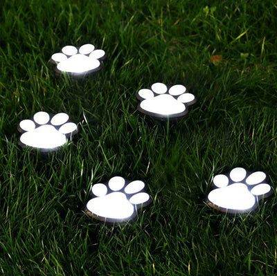 Contemporary Creative Animal Dog Paw Print LED Solar Outdoor Lawn Landscape Light For Garden