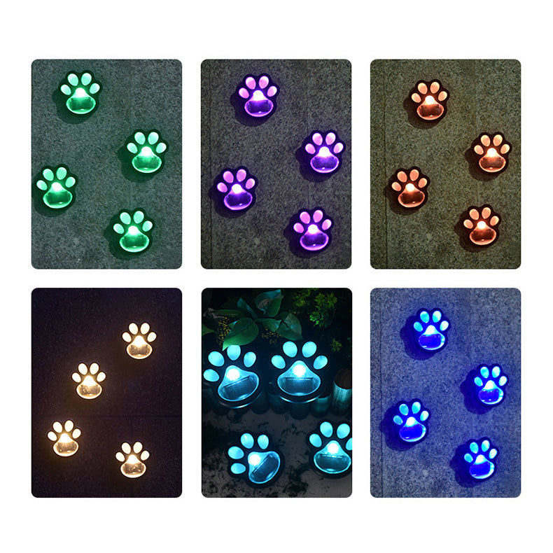 Contemporary Creative Animal Dog Paw Print LED Solar Outdoor Lawn Landscape Light For Garden