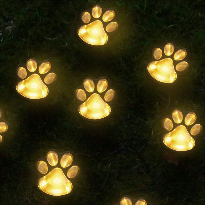 Contemporary Creative Animal Dog Paw Print LED Solar Outdoor Lawn Landscape Light For Garden