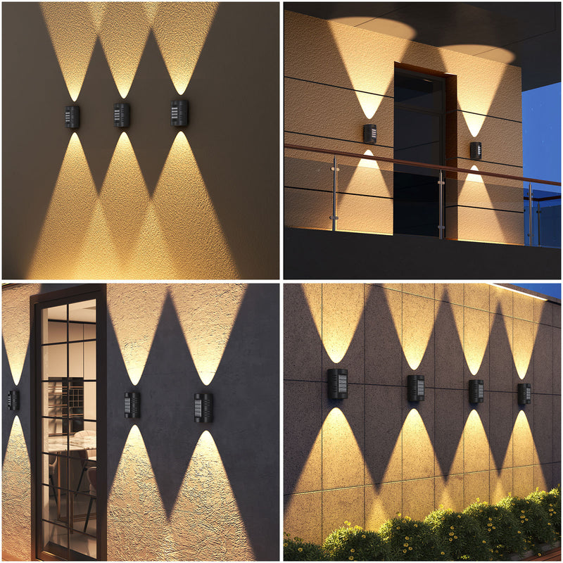 Lámpara de aplique de pared LED de aluminio y PC curva rectangular impermeable creativa contemporánea para patio exterior 