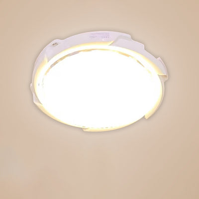 Modern Minimalist PVC Round LED Solar Waterproof Flush Mount Ceiling Light For Hallway