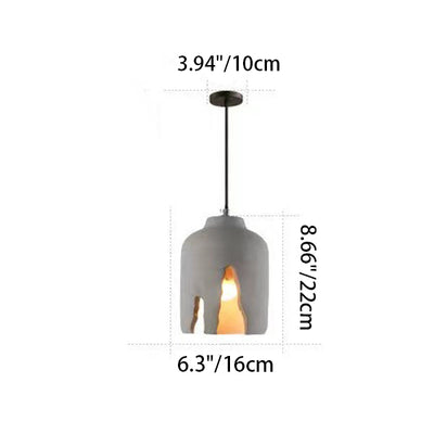 Contemporary Industrial Irregular Crack Cement Round Shade 1-Light Pendant Light For Dining Room