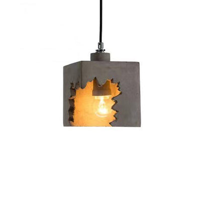 Contemporary Industrial Irregular Crack Cement Round Shade 1-Light Pendant Light For Dining Room