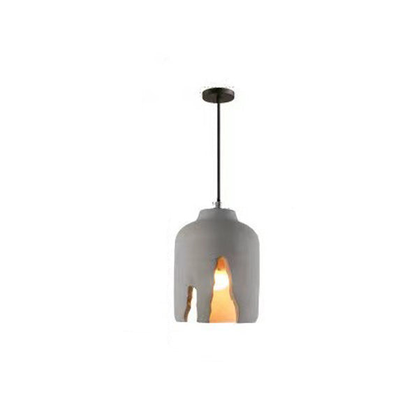 Contemporary Industrial Irregular Crack Cement Round Shade 1-Light Pendant Light For Dining Room