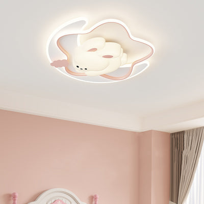 Contemporary Creative Animal Rabbit Aluminum Acrylic LED Flush Mount Ceiling Light For Living Room