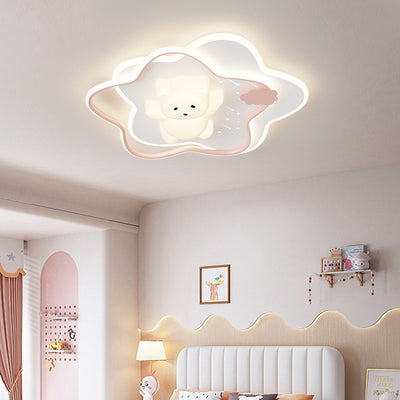 Contemporary Creative Animal Rabbit Aluminum Acrylic LED Flush Mount Ceiling Light For Living Room