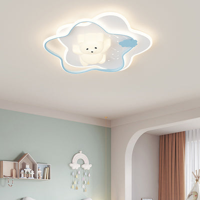 Contemporary Creative Animal Rabbit Aluminum Acrylic LED Flush Mount Ceiling Light For Living Room