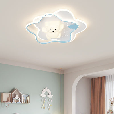 Contemporary Creative Animal Rabbit Aluminum Acrylic LED Flush Mount Ceiling Light For Living Room