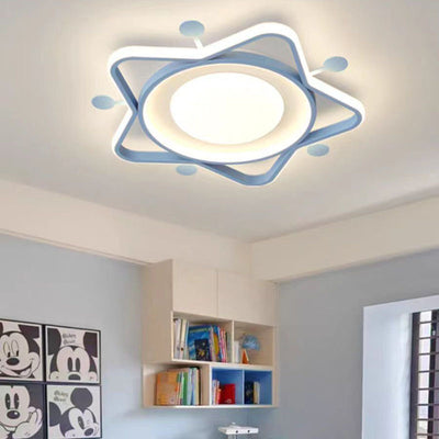 Contemporary Nordic Hardware Acrylic Star Shade LED Flush Mount Ceiling Light For Bedroom