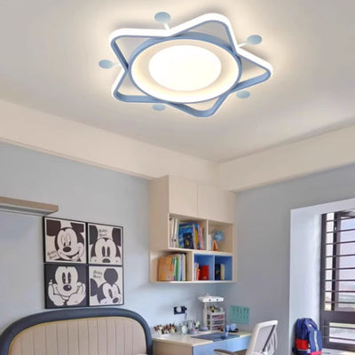 Contemporary Nordic Hardware Acrylic Star Shade LED Flush Mount Ceiling Light For Bedroom