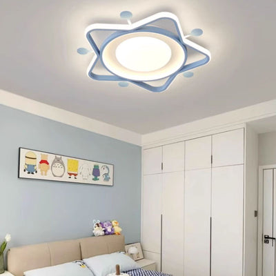 Contemporary Nordic Hardware Acrylic Star Shade LED Flush Mount Ceiling Light For Bedroom