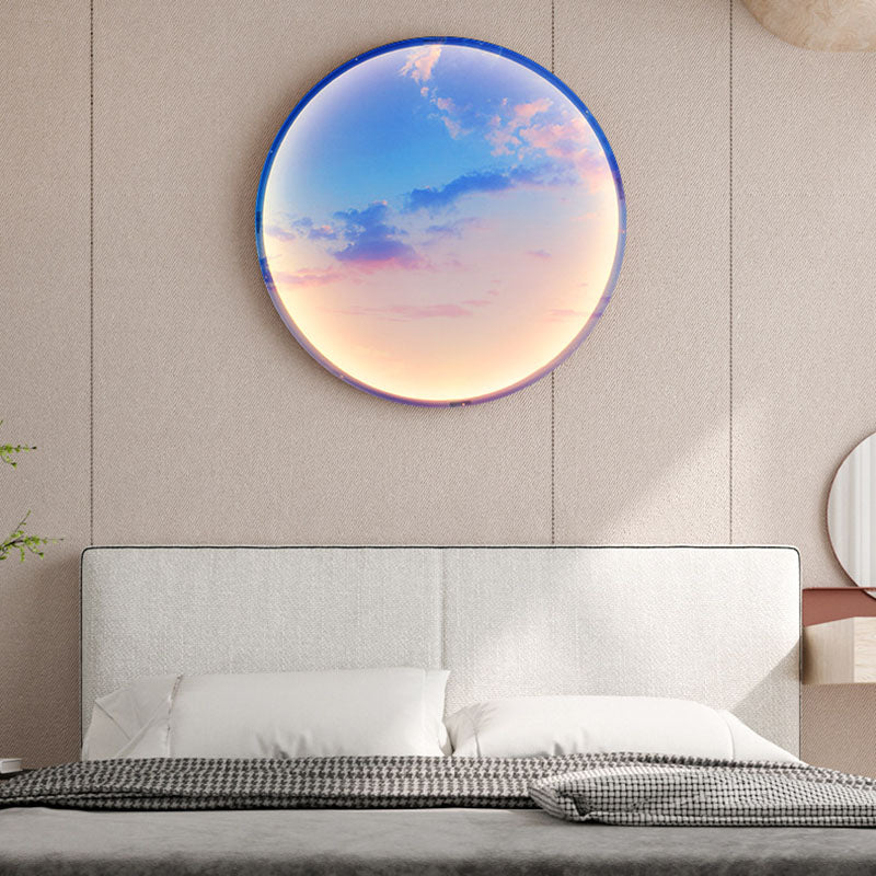 Contemporary Creative Moon Beach Acrylic Circle Shade LED Wall Sconce Lamp For Bedroom