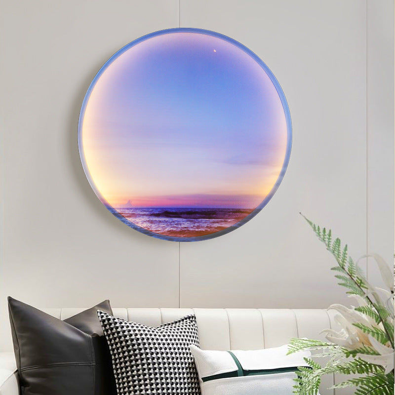 Contemporary Creative Moon Beach Acrylic Circle Shade LED Wall Sconce Lamp For Bedroom