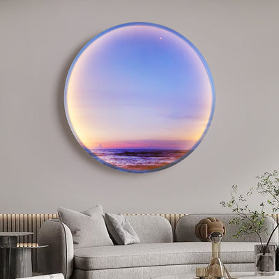 Contemporary Creative Moon Beach Acrylic Circle Shade LED Wall Sconce Lamp For Bedroom