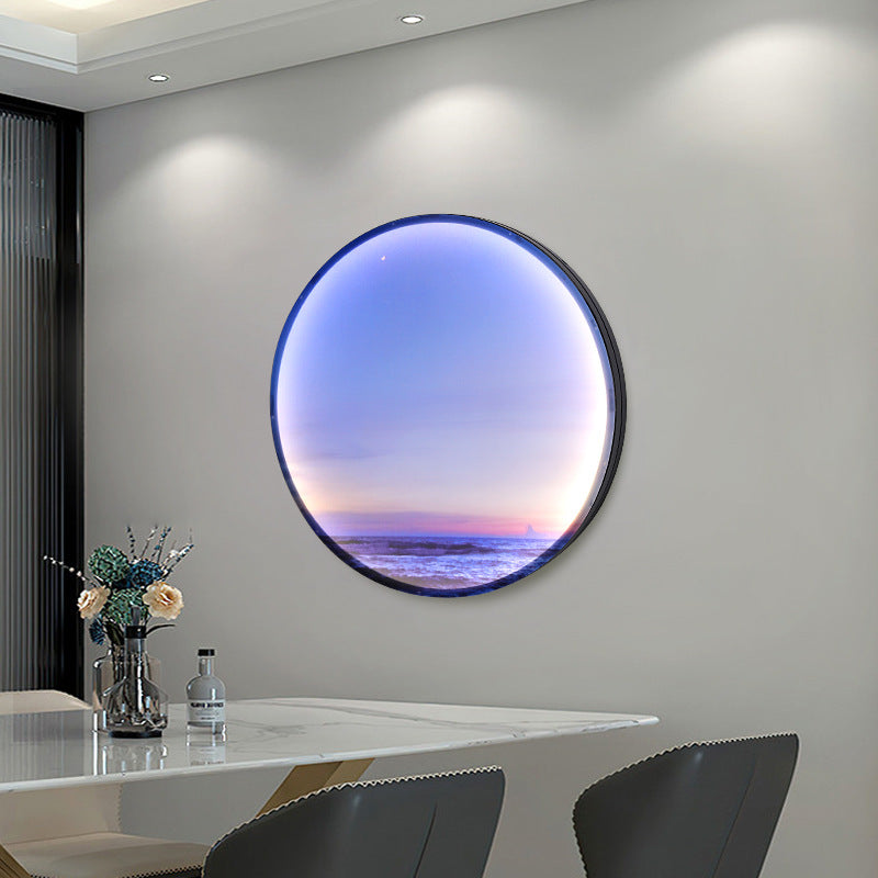 Contemporary Creative Moon Beach Acrylic Circle Shade LED Wall Sconce Lamp For Bedroom