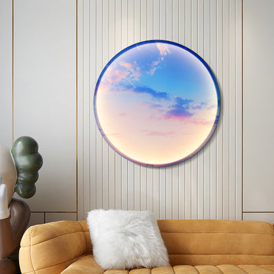 Contemporary Creative Moon Beach Acrylic Circle Shade LED Wall Sconce Lamp For Bedroom