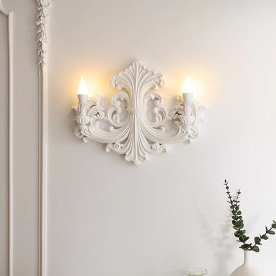 Traditional French Carving Plaster Candelabra 1-Light Wall Sconce Lamp For Bedroom