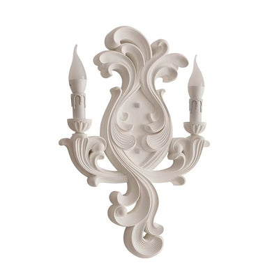 Traditional French Carving Plaster Candelabra 1-Light Wall Sconce Lamp For Bedroom