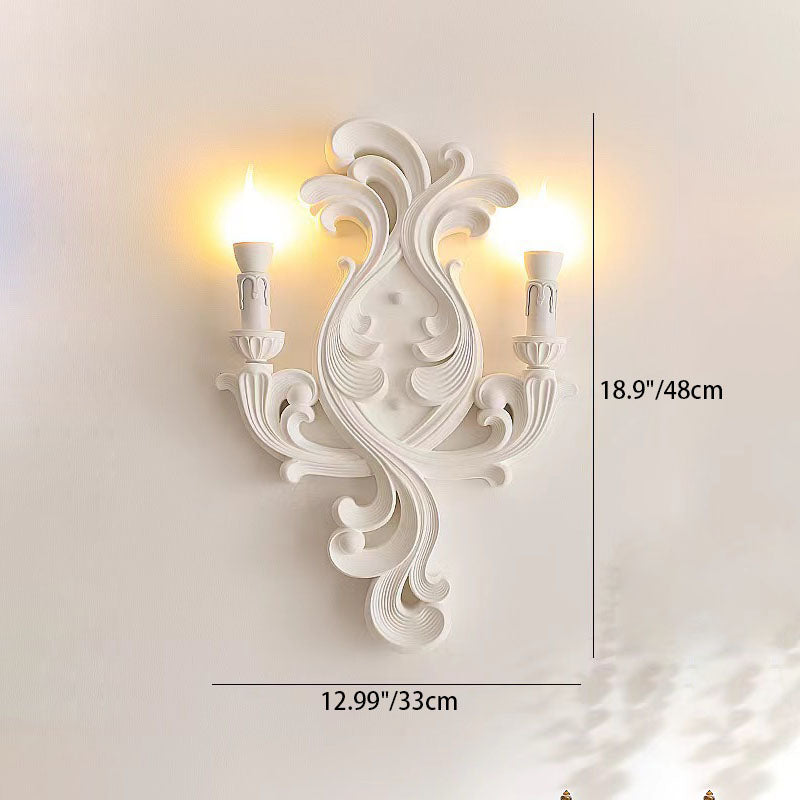 Traditional French Carving Plaster Candelabra 1-Light Wall Sconce Lamp For Bedroom