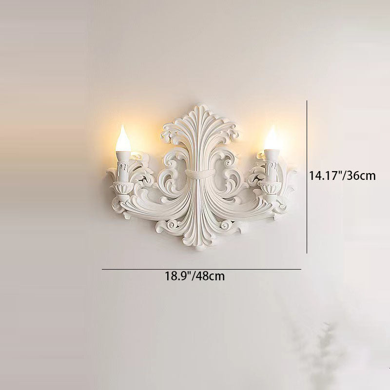 Traditional French Carving Plaster Candelabra 1-Light Wall Sconce Lamp For Bedroom