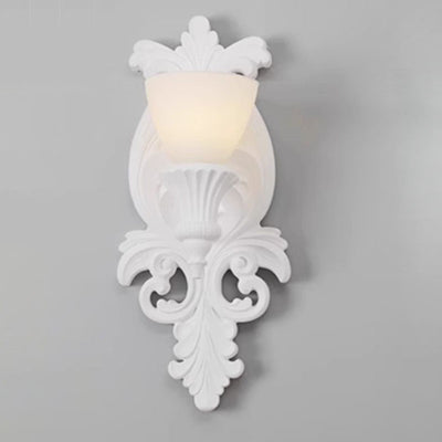 Traditional French Carving Plaster Candelabra 1-Light Wall Sconce Lamp For Bedroom