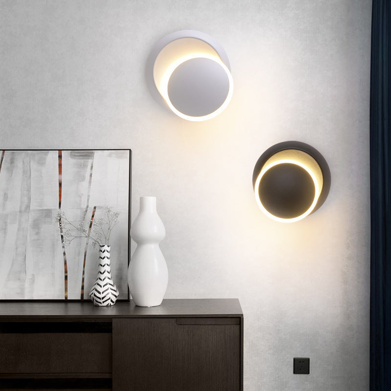 Modern Minimalist Geometric Circle Aluminum PC LED Wall Sconce Lamp For Bedroom