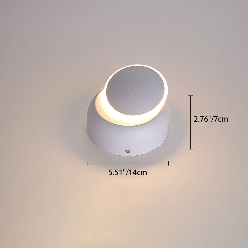 Modern Minimalist Geometric Circle Aluminum PC LED Wall Sconce Lamp For Bedroom