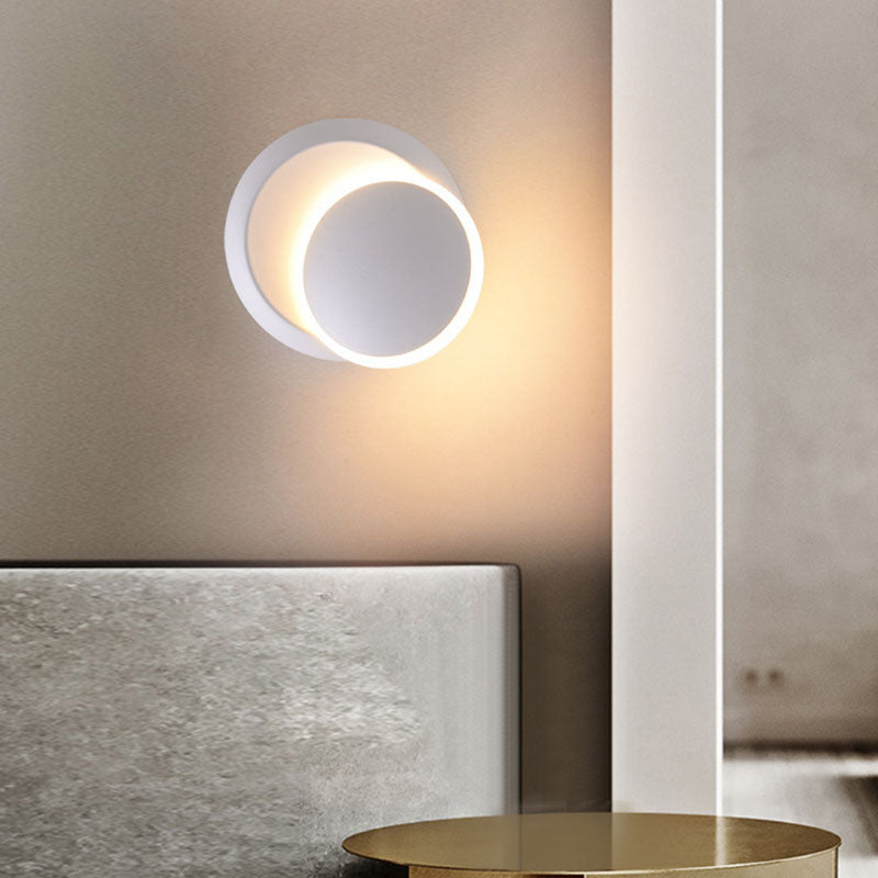 Modern Minimalist Geometric Circle Aluminum PC LED Wall Sconce Lamp For Bedroom