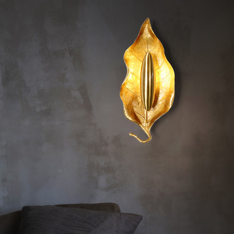 Contemporary Luxury Full Copper Leaves Design 1-Light Wall Sconce Lamp For Dining Room