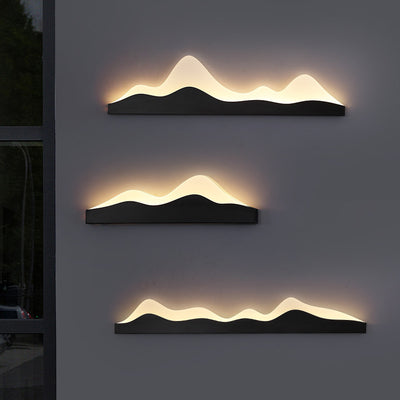 Traditional Chinese Zen Mountain Peak Iron Acrylic LED Waterproof Outdoor Wall Sconce Lamp For Garden