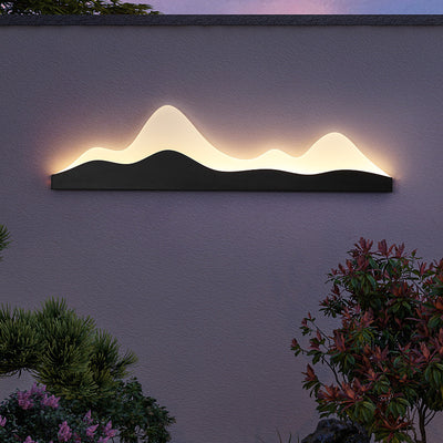 Traditional Chinese Zen Mountain Peak Iron Acrylic LED Waterproof Outdoor Wall Sconce Lamp For Garden