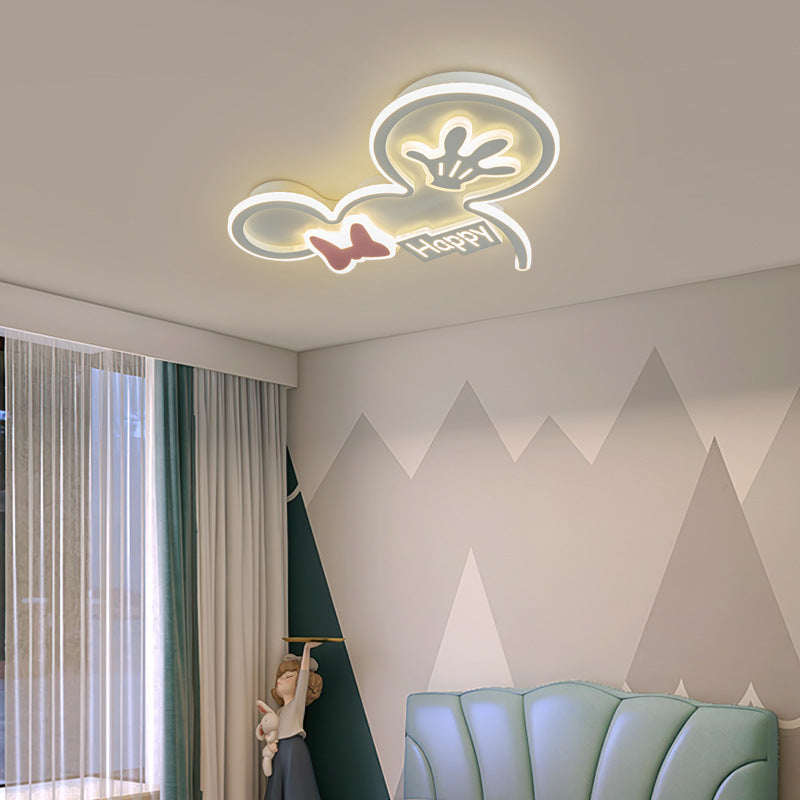 Contemporary Nordic Acrylic Iron Round Shade LED Flush Mount Ceiling Light For Bedroom