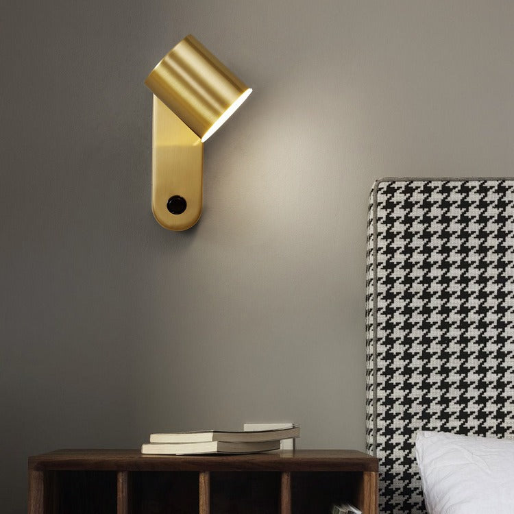 Contemporary Luxury Full Copper Cylinder LED Wall Sconce Lamp For Living Room