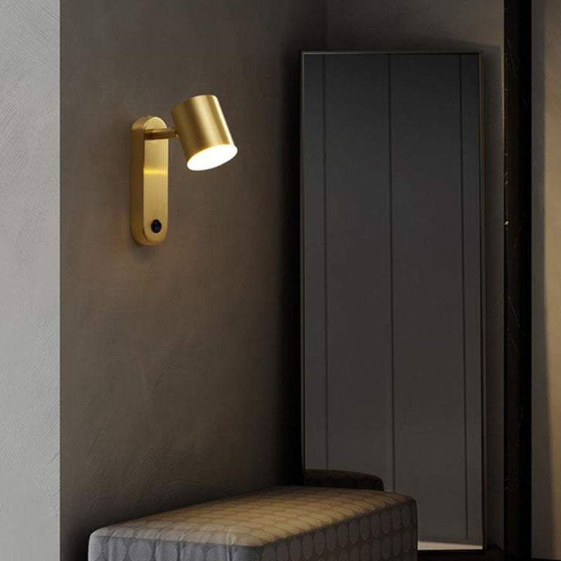 Contemporary Luxury Full Copper Cylinder LED Wall Sconce Lamp For Living Room