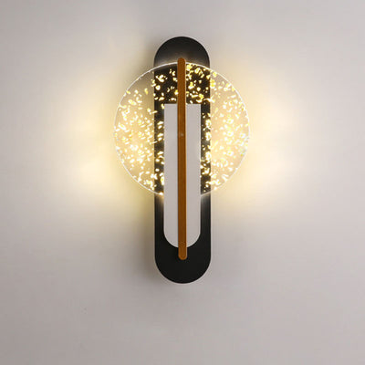 Contemporary Luxury Gold Foil Texture Acrylic Round LED Wall Sconce Lamp For Living Room