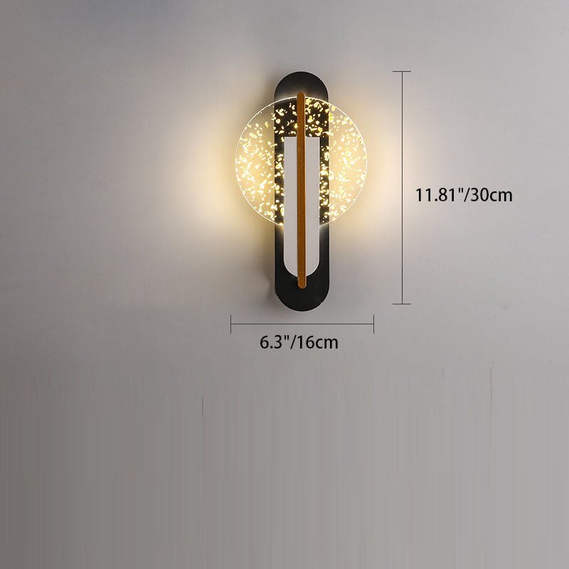 Contemporary Luxury Gold Foil Texture Acrylic Round LED Wall Sconce Lamp For Living Room