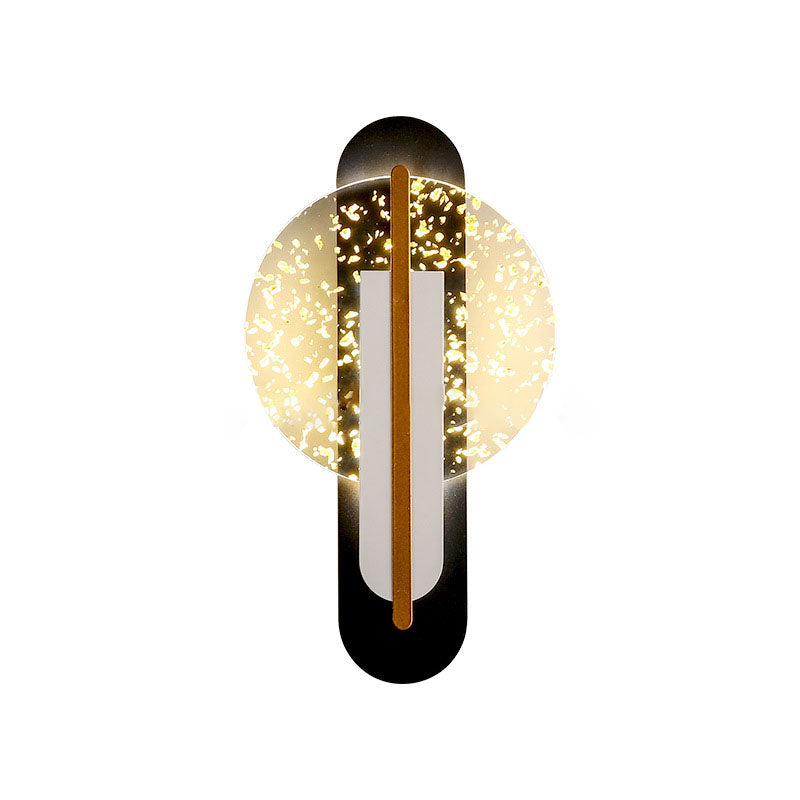 Contemporary Luxury Gold Foil Texture Acrylic Round LED Wall Sconce Lamp For Living Room